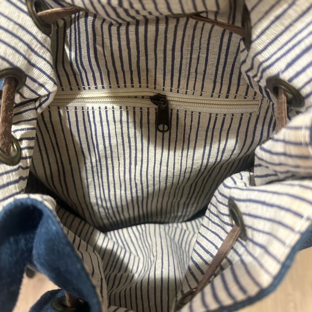 Blue Denim Canvas Backpack - Picture 2 of 4